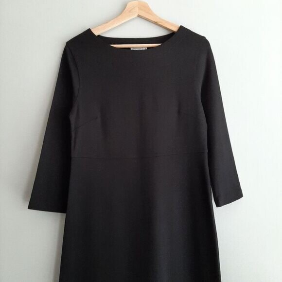 GILMOUR | Relaxed Long Sleeve Comfy Midi Length Dress Black Sz S - Picture 2 of 10